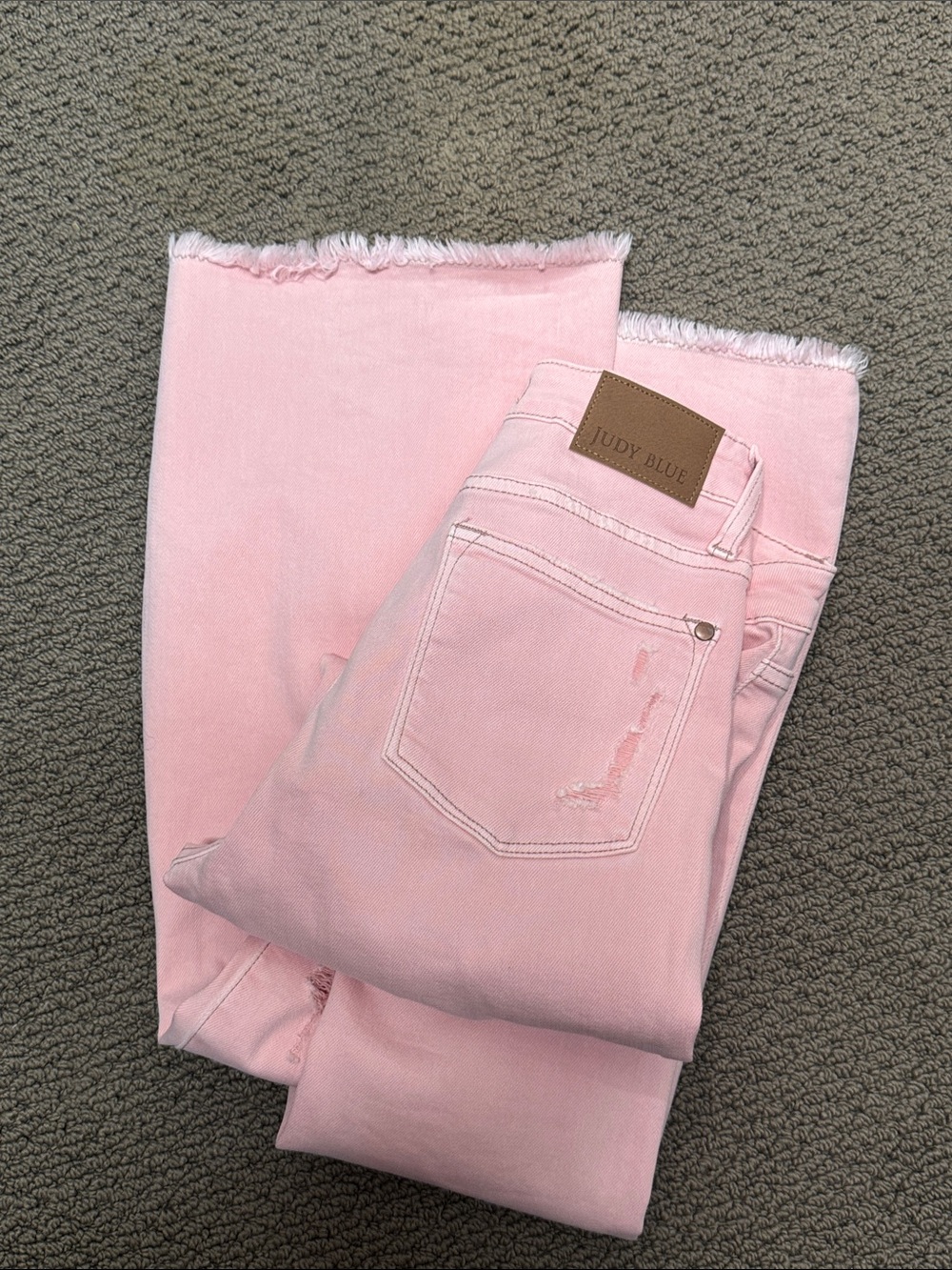 Judy Blue High-Rise Pink Flare Jeans with Distressed Knee - Picture 13 of 13
